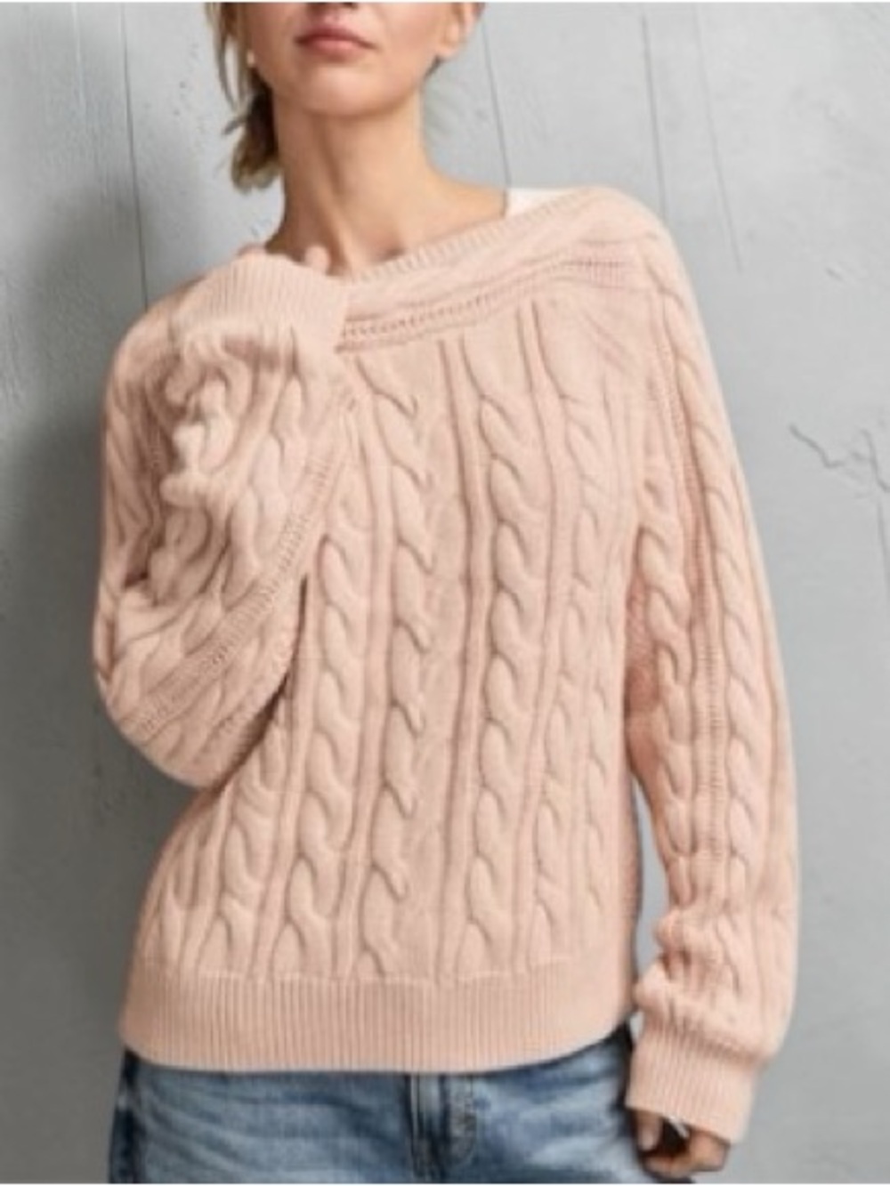 Luck brand Cable Stitch Boat Neck Cotton Sweater